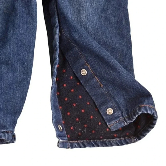 Oshkosh B'Gosh Overalls Girls Denim Red Polka Dot‎ Fleece Lined Bow  Vestbak 18M - Picture 5 of 9
